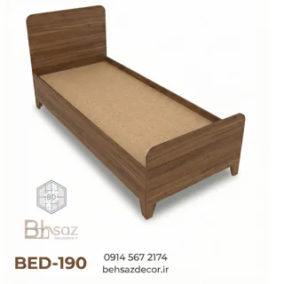 تختخواب یکنفره چوبی مینیمال و اسپرت | مدل BED-190 (طرح گردویی)